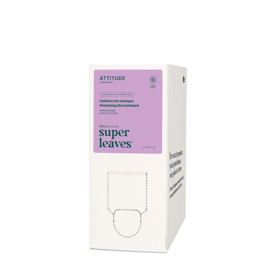 ATTITUDE Moisture Rich Hair Shampoo, EWG Verified, For Dry and Damaged Hair, Naturally Derived Ingredients, Vegan and Plant Based, Quinoa and Jojoba, Bulk Refill, 67.6 Fl Oz