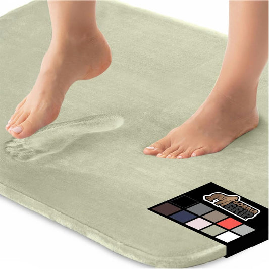 GORILLA GRIP Memory Foam Bath Mat, Soft Absorbent Velvet Bathroom Mats, Durable Dots on Underside, Machine Washable Bathmat, Carpet Rug Room Decor for Shower Tub Floor RV, 60x24 Rugs, Sage