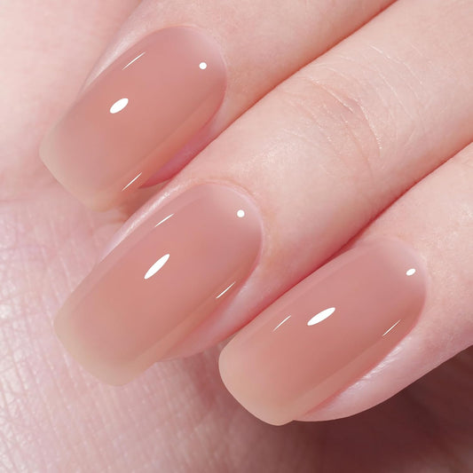 AILLSA Nude Gel Nail Polish Warm Lips Jelly Gel Polish Neutral Sheer Translucent Light Gel Polish Long Lasting Nude Pink Color Soak Off U V Gel for French Manicure Nail Art at Home 0.51 Oz