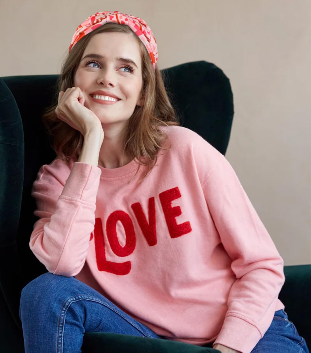 Huachi 4 Packs Valentine Headbands for Women Wide Knotted Valentine Heart Headbands Trendy Love Head Bands for Women’s Hair Large Bandana Hairbands Valentines Gifts Hair Accessories