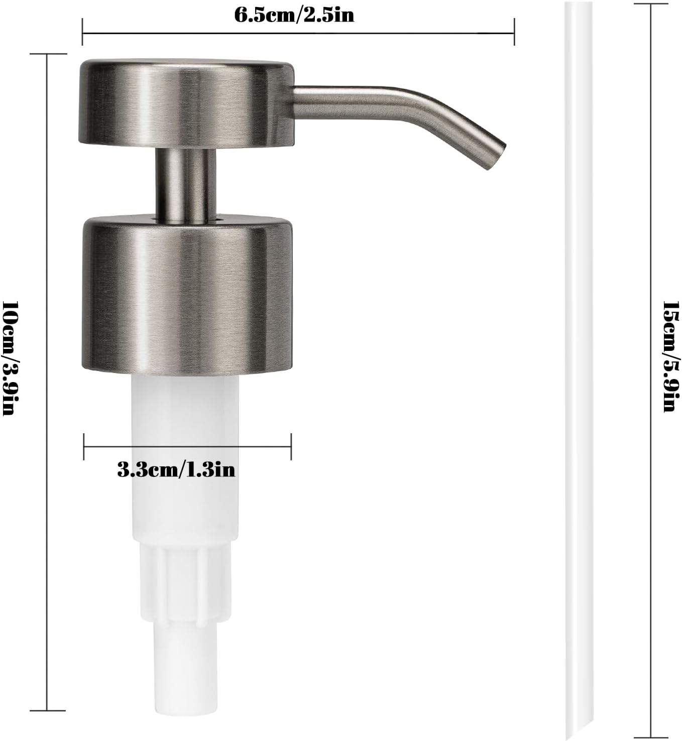 Soap Dispenser Pump Replacement 304 Stainless Steel for Regular Mouth Bottle for Standard 28/400 Thread Size Kitchen Bathroom Lotion Refill Flat Top Dispenser Pumps 2 Pack(Brushed Nickel)