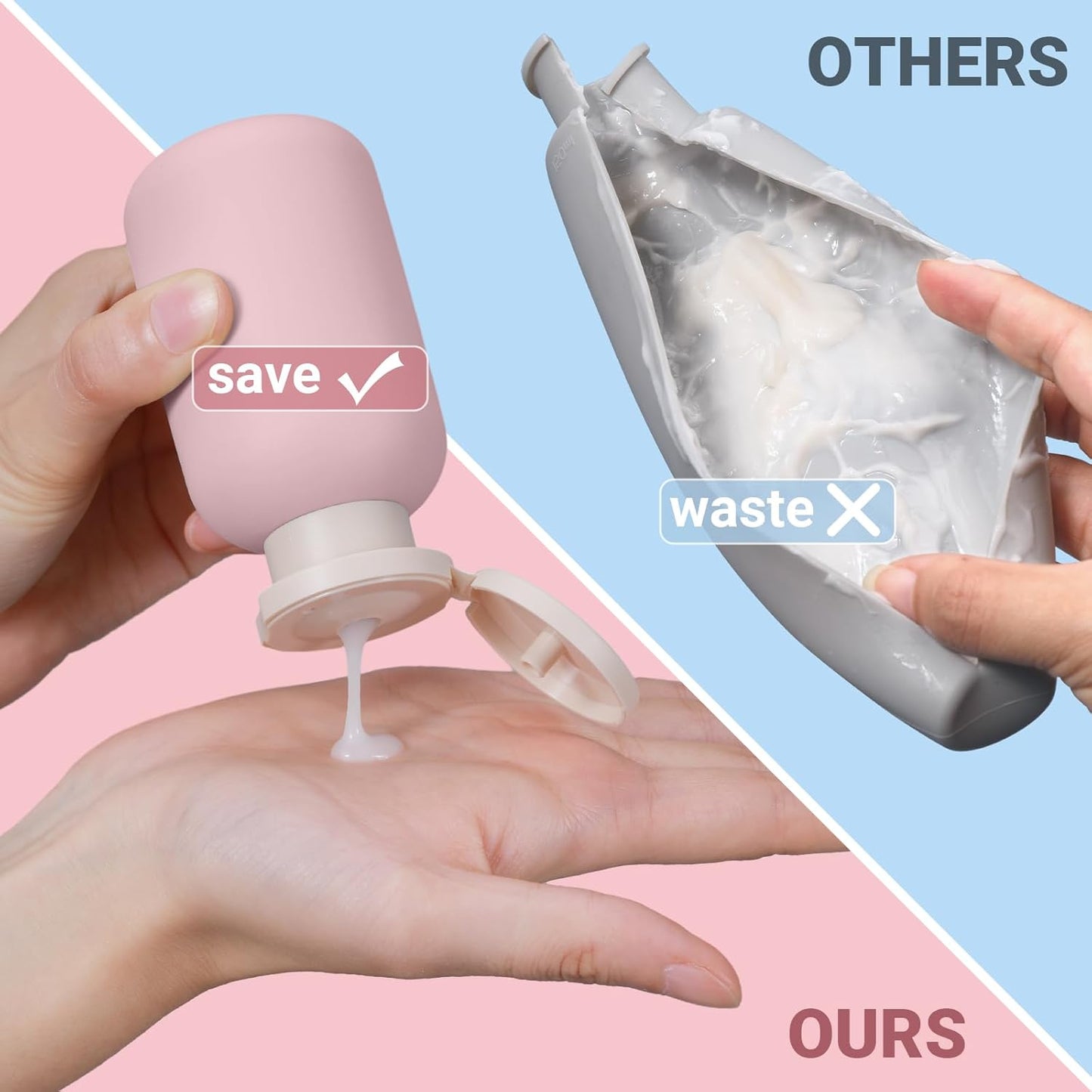 ASEVAT 3.4 oz Plastic Squeeze Bottle for Lotion, Plastic Empty Shampoo Conditioner Container, Plastic Travel Size Toiletries Bottles for Shampoo, Lotion, Cream and Liquids (3 Pcs)