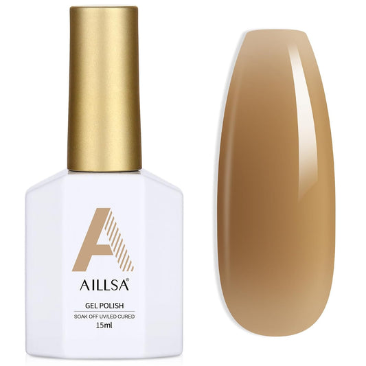AILLSA Fall Yellow Gel Nail Polish Autumn Leaves Jelly Gel Polish Neutral Sheer Translucent Nude Gel Polish Long Lasting Fall Yellow Color Soak Off U V Gel for French Manicure Nail Art at Home 0.51 Oz