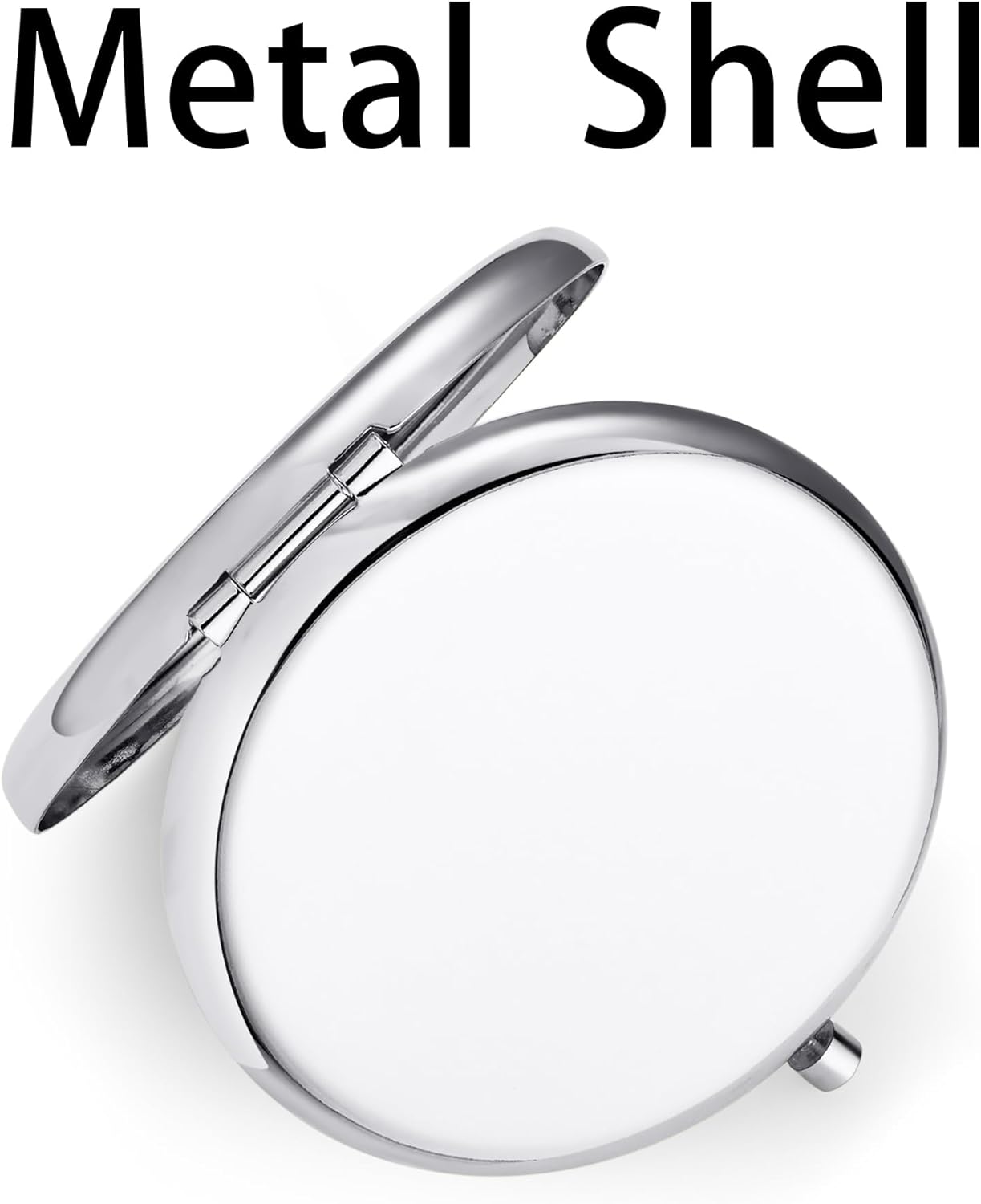Compact Mirror, Pocket Travel Makeup Mirror for Purse, Metal Round Shell, 2-Sided 1X/2X Magnifying, Portable, Folding, Handheld, Silver, 6 Pack