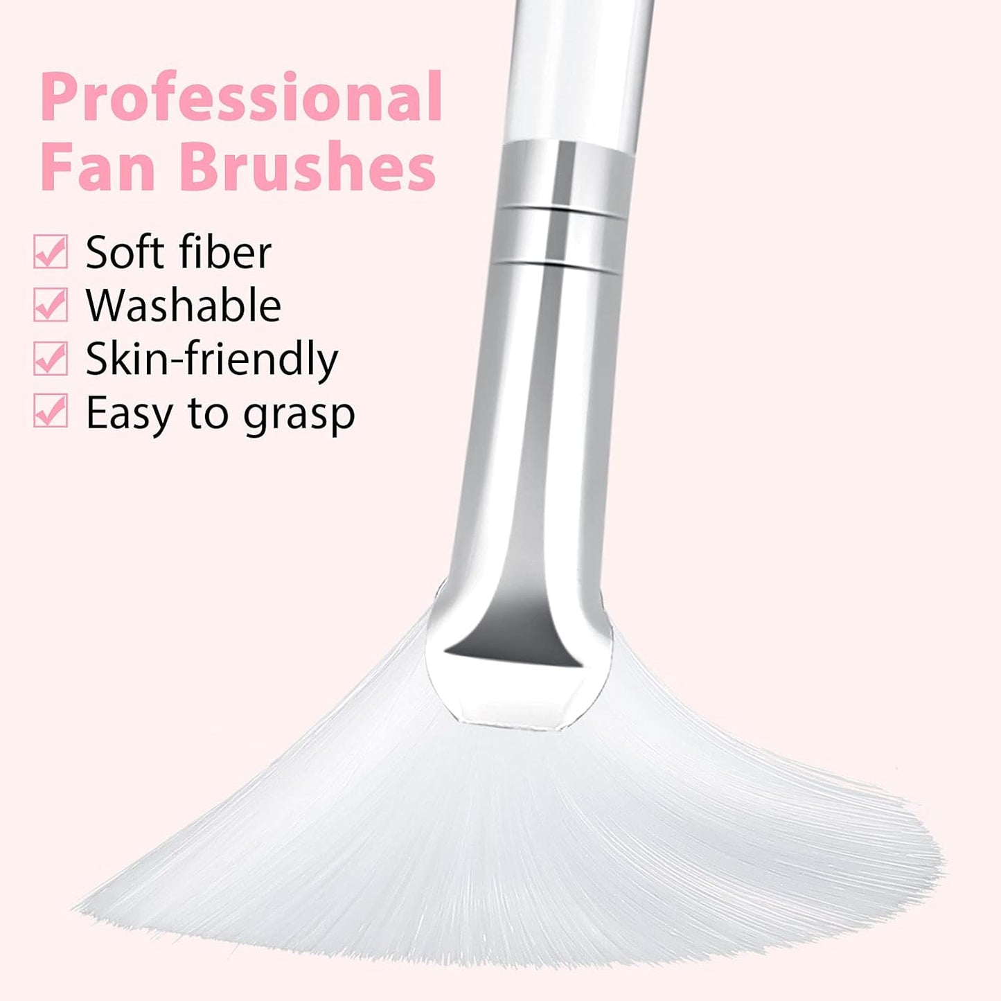 Patelai 14 Pieces Fan Brushes Applicator, Mask Brushes for Facial Makeup Tools for Face Cosmetic(White)