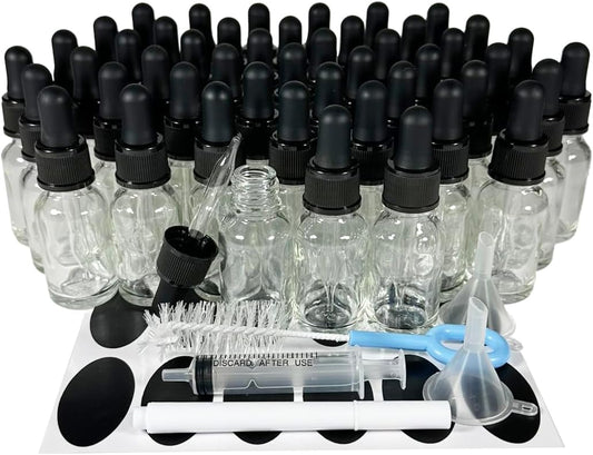 48Pack 15ml (1/2 oz) Glass Dropper Bottle. Essential Oil Bottle With Glass Eye Droppers. For Lab Bottles, Alcohol Bottles And Sterilize Water Bottles (Clear)