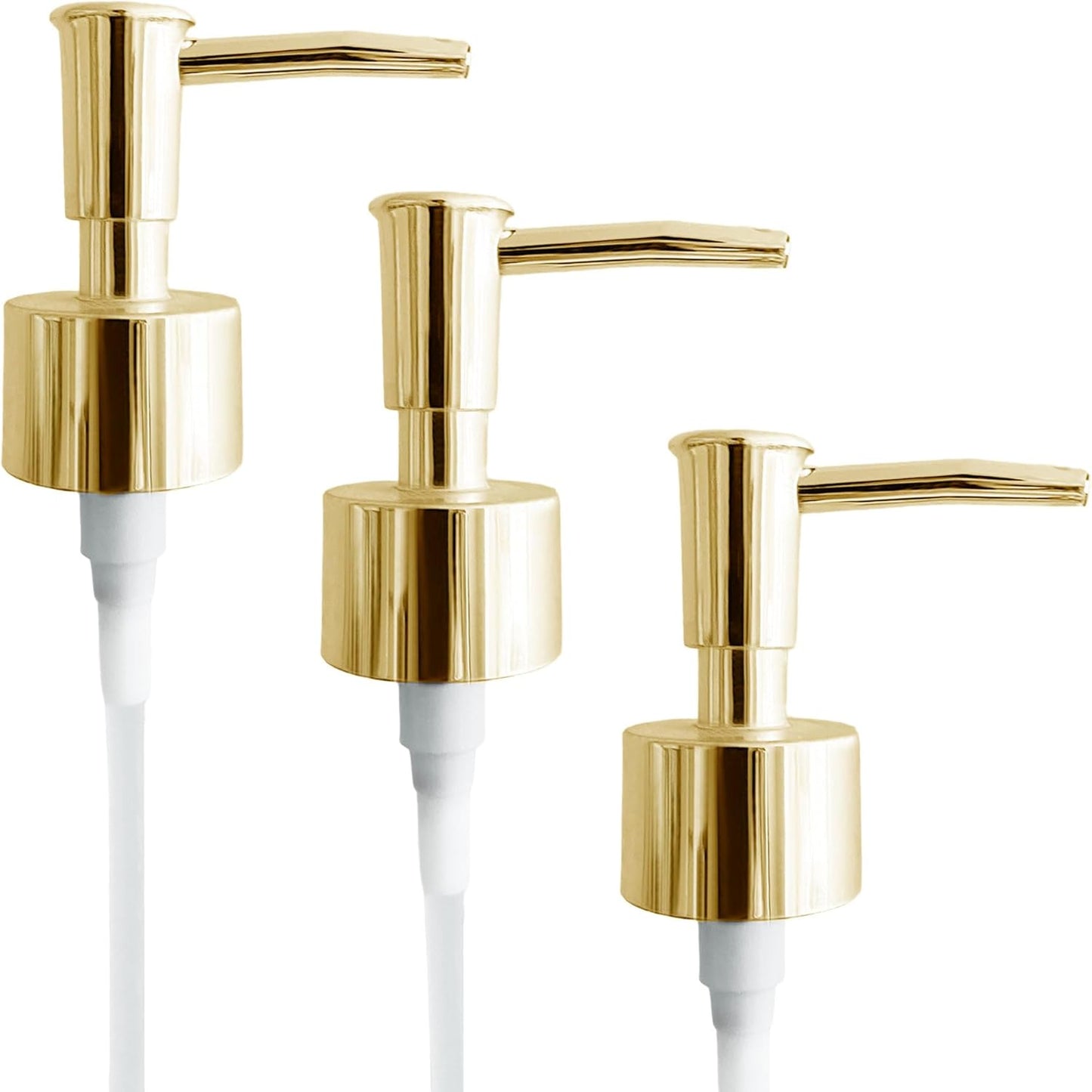 Gold Pump Replacement for Soap Dispenser, 3 Pack Pump Head, 28/400 Threads Standard Size, for Bathroom and Kitchen, (Shiny Gold)