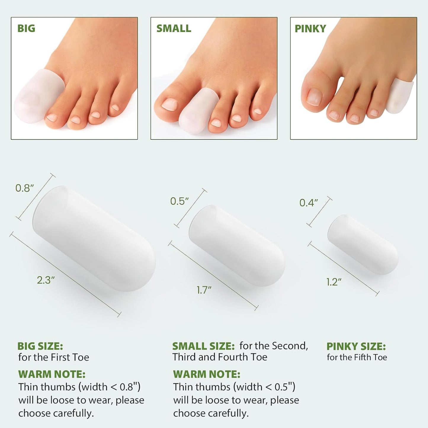 Gel Pinky Toe Sleeves Toe Protectors - Bukihome 8 Pack Silicone Toe Caps with Aloe Vera Extract - Toe Protections Cushions for Women & Men - Protect Corns, Blister