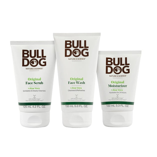 BULLDOG Mens Skincare and Grooming Original Full Face Kit with Moisturizer, Face Wash & Face Scrub