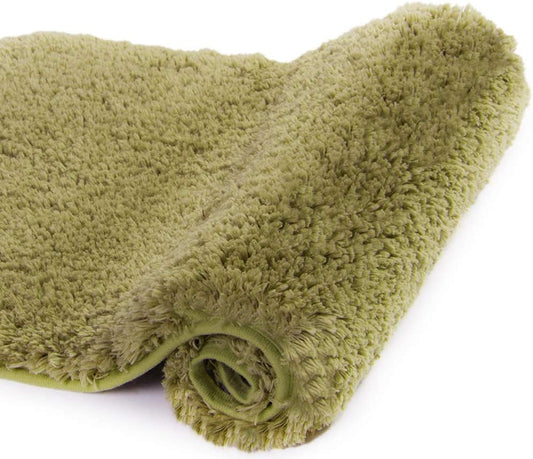 Walensee Bath Rug - Non Slip, Soft Microfiber Shaggy Bath Mat (20 x 32, Olive Green) Water Absorbent, Machine Washable, Thick Plush Shower Mat