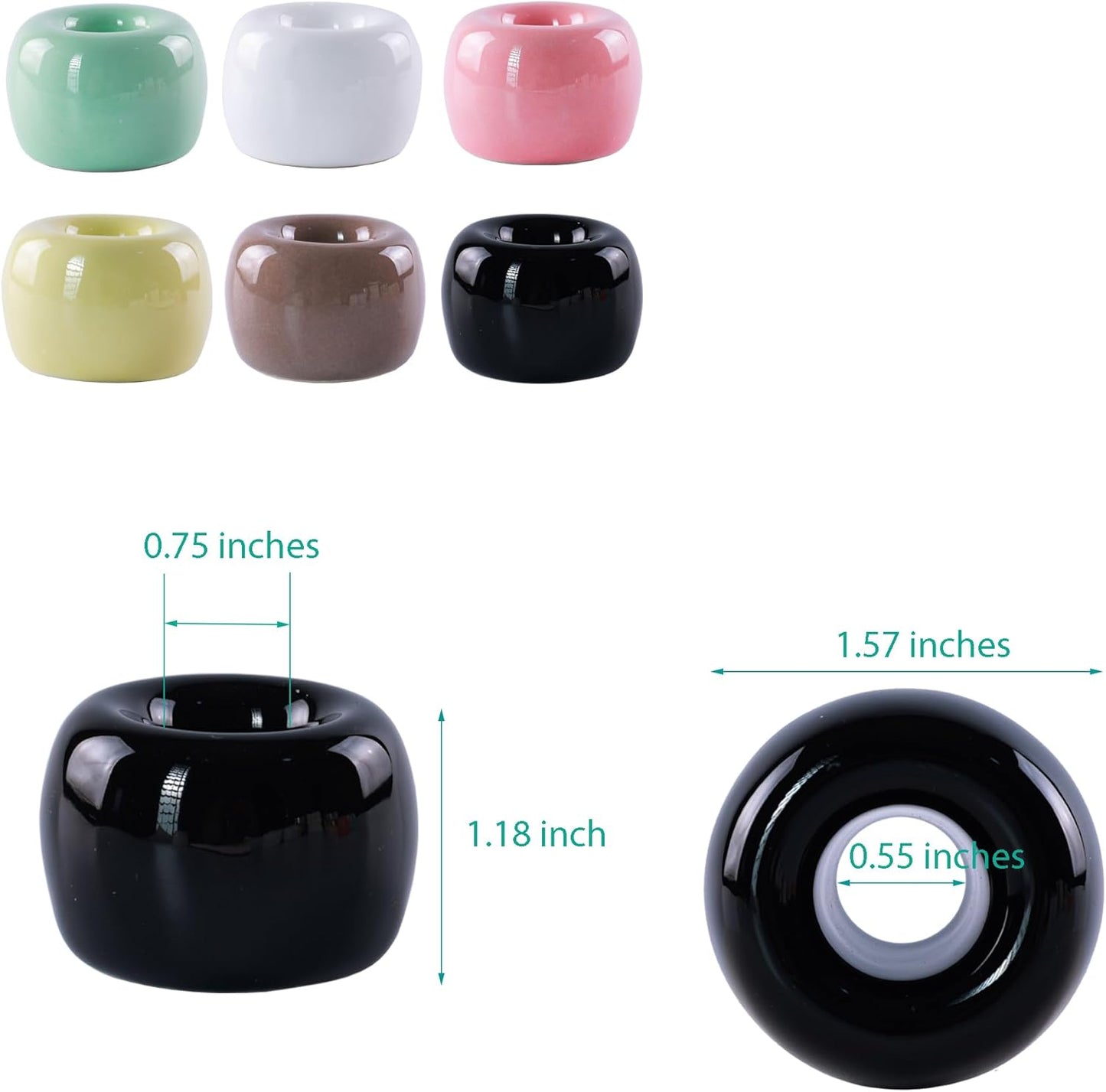 Set of 6 Sleek Mini Ceramics Toothbrush Holder, Small Ceramic Ring, Perfect Size for Bathroom Vanity Countertops
