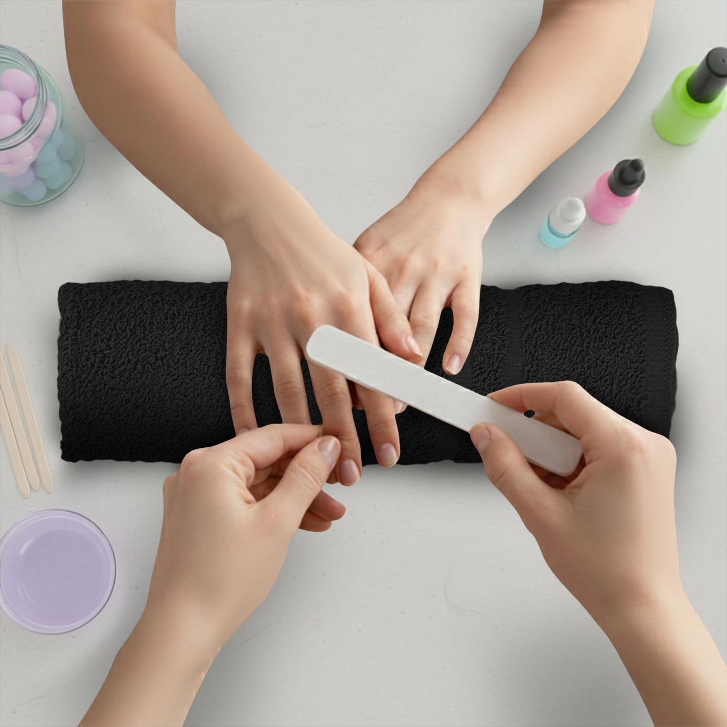 Hand Towels Pack of 40, 100% Cotton, 16 x 27 Inches, Highly Absorbable, Facial, Gym, Hair & Face Towels in Black