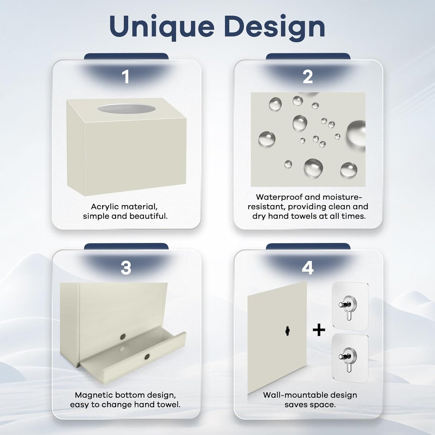 Acrylic Hand Towel Box Cover Compatible with Kleenex Disposable Hand Towels Wall-Mounted Paper Towel Dispenser Suitable for Tabletop, Bathroom, Car, and Office Use (Beige)