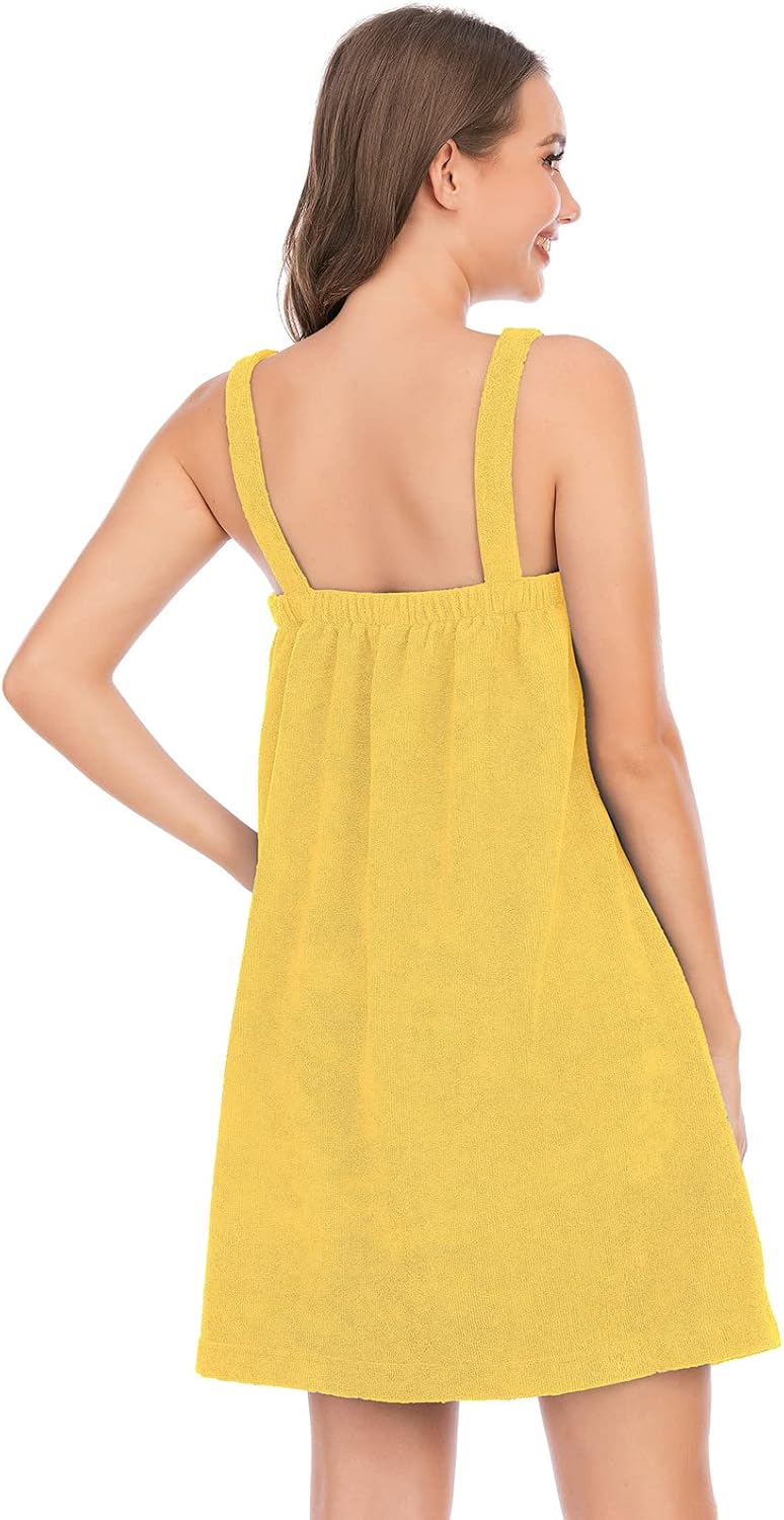 Veseacky Women Bath Wrap Towel for Womens Shower with Pocket Adjustable Spa Robe & Facial Headband
