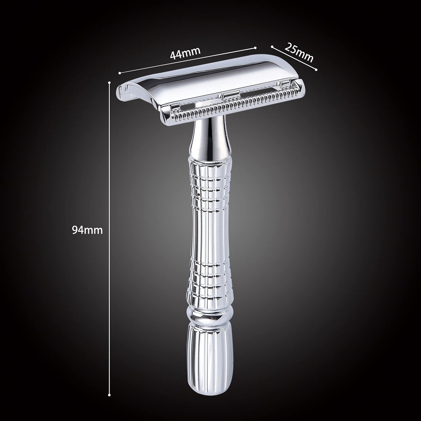 BAILI Classic 3-Piece Double Edge Safety Razor Wet Shaving for Men Women with Platinum Blade and Mirrored Travel Case BD176