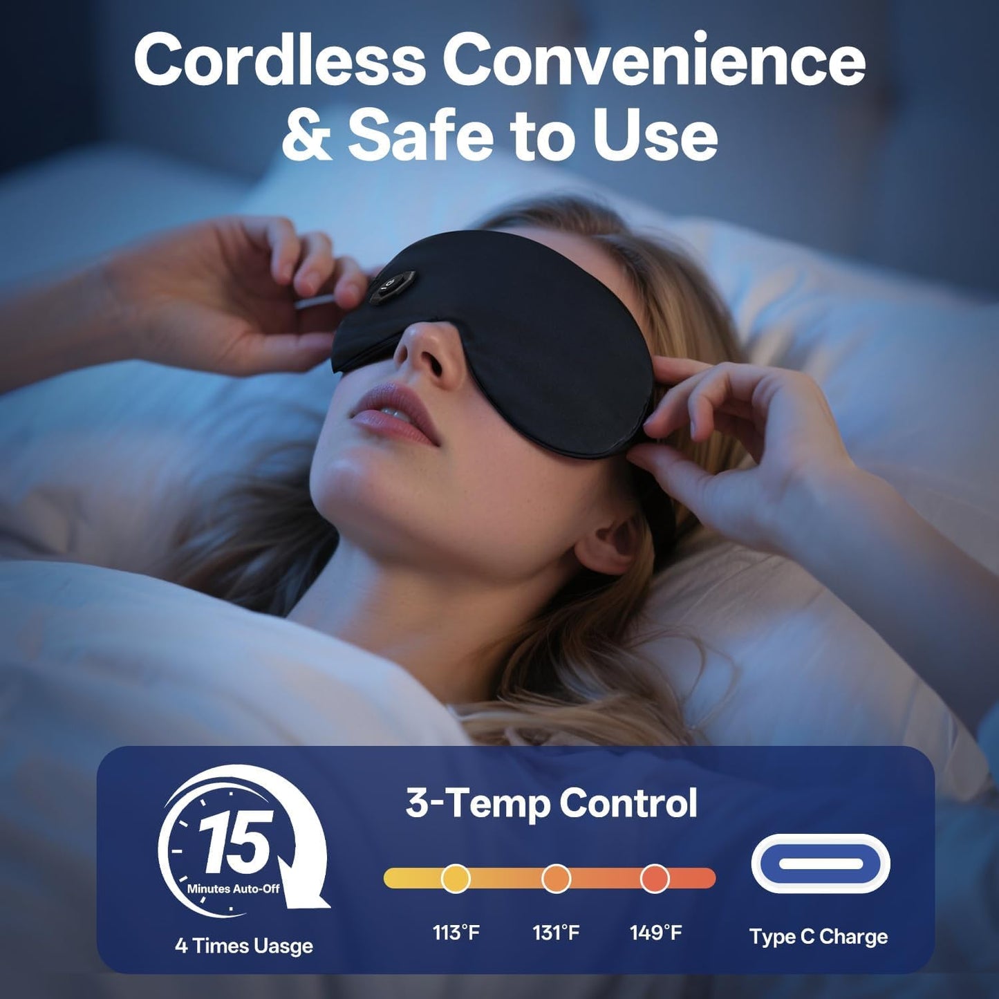 Heated Eye Mask for Dry Eyes- Warm Compress, Washable Electric Eye Heating pad for Sleep, Cordless Heat Mask for Chalazion & Stye Eye Treatment