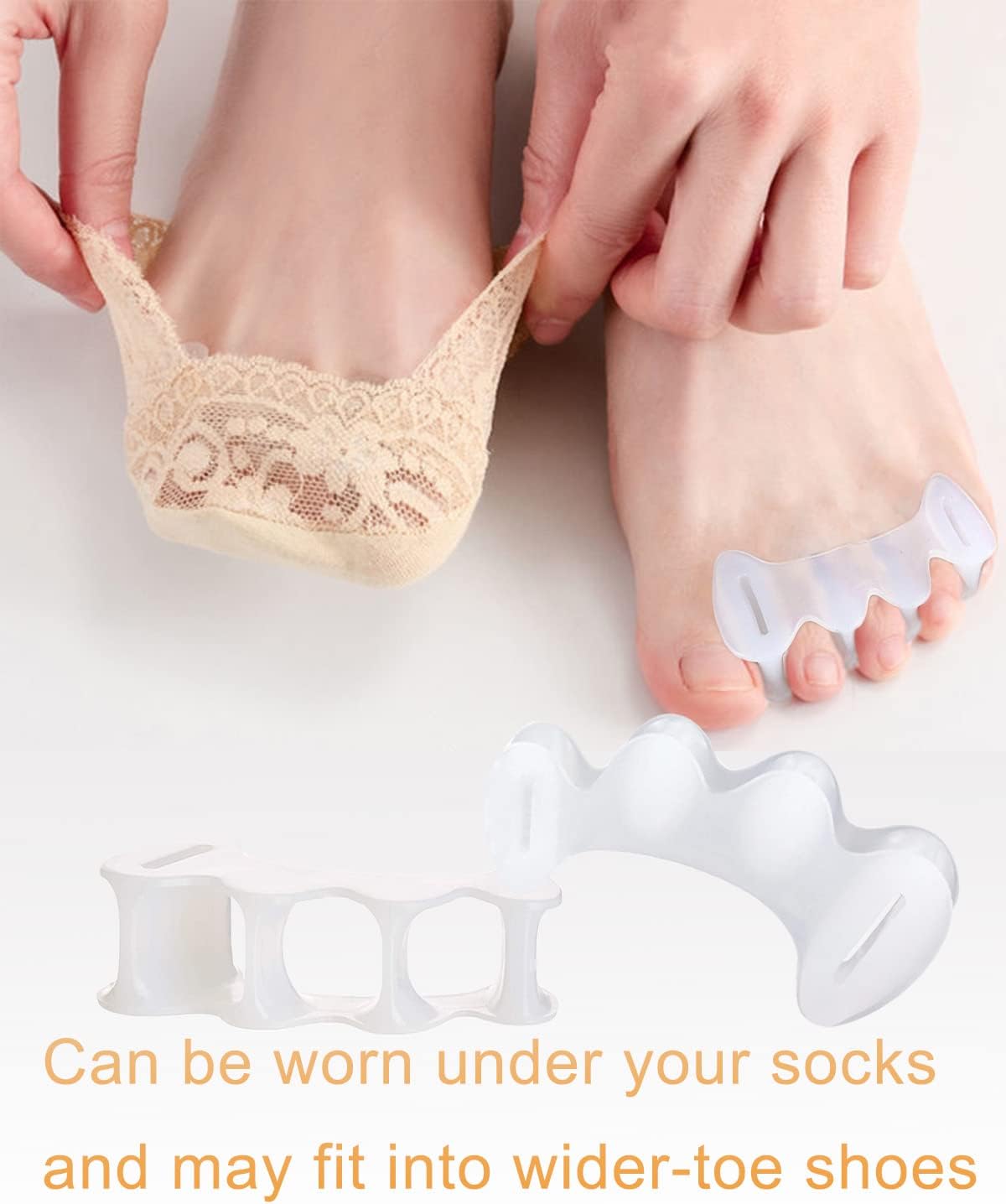 2Pairs Toe Separators Toe Spacers for Women Men to Correct Bunion, Relieve Feet Pain, Foot Alignment, Toe Straighteners for Hammertoes (L, Women Shoe Size 13+, Men:11.5+)