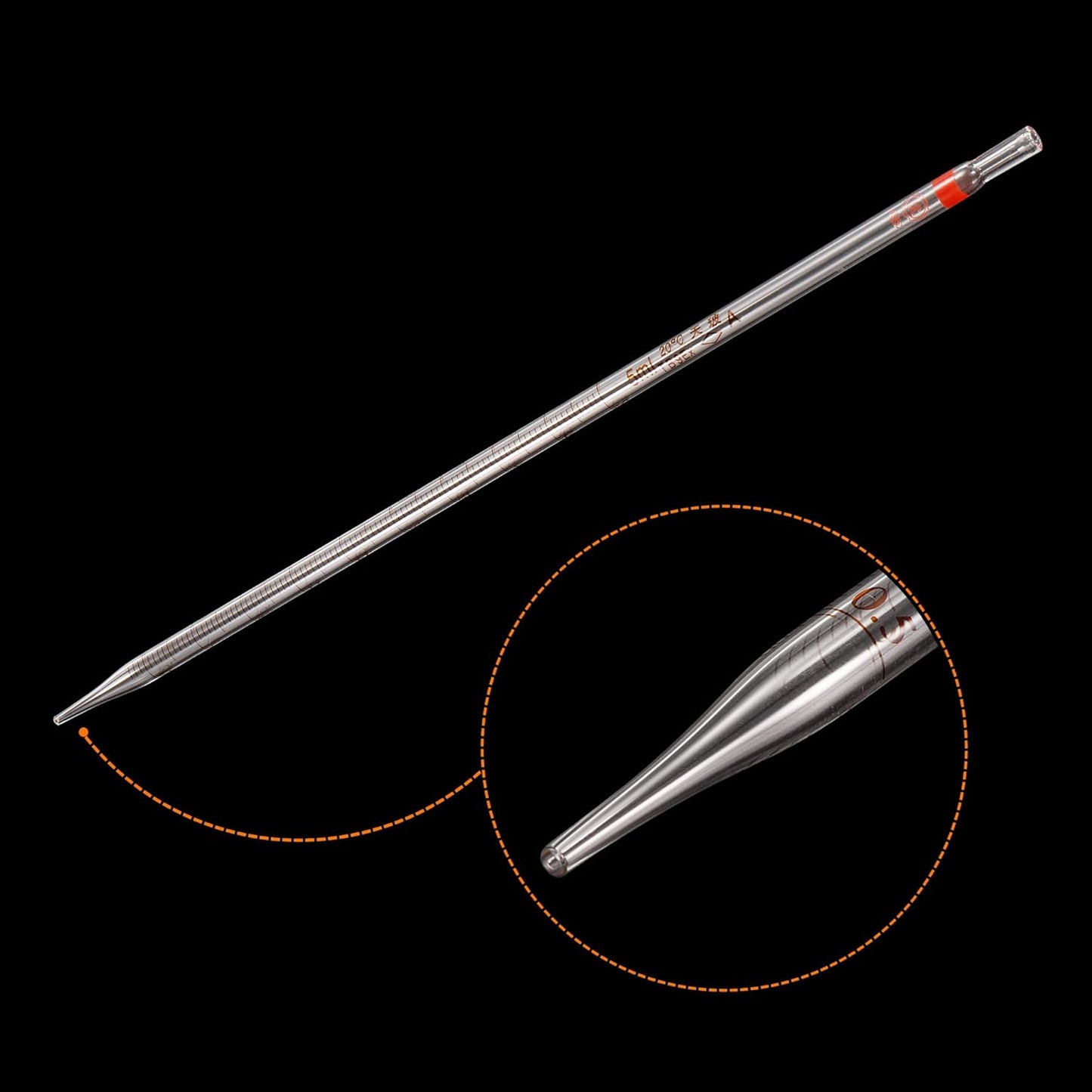 PATIKIL Graduated Dropper Pipettes, 1 Pcs 5ml Reusable Borosilicate Glass Pipette for Transfer Liquid for Laboratory, Chemistry, Clear