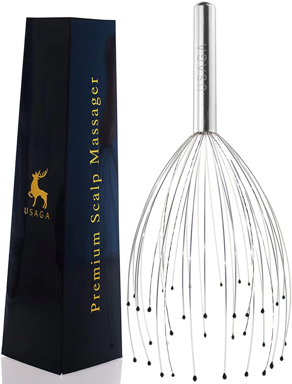 USAGA 36 Fingers Head Massager Scalp Massager Head Scratcher, Stocking Stuffers Gift for Scalp Body Relaxing (Silver)