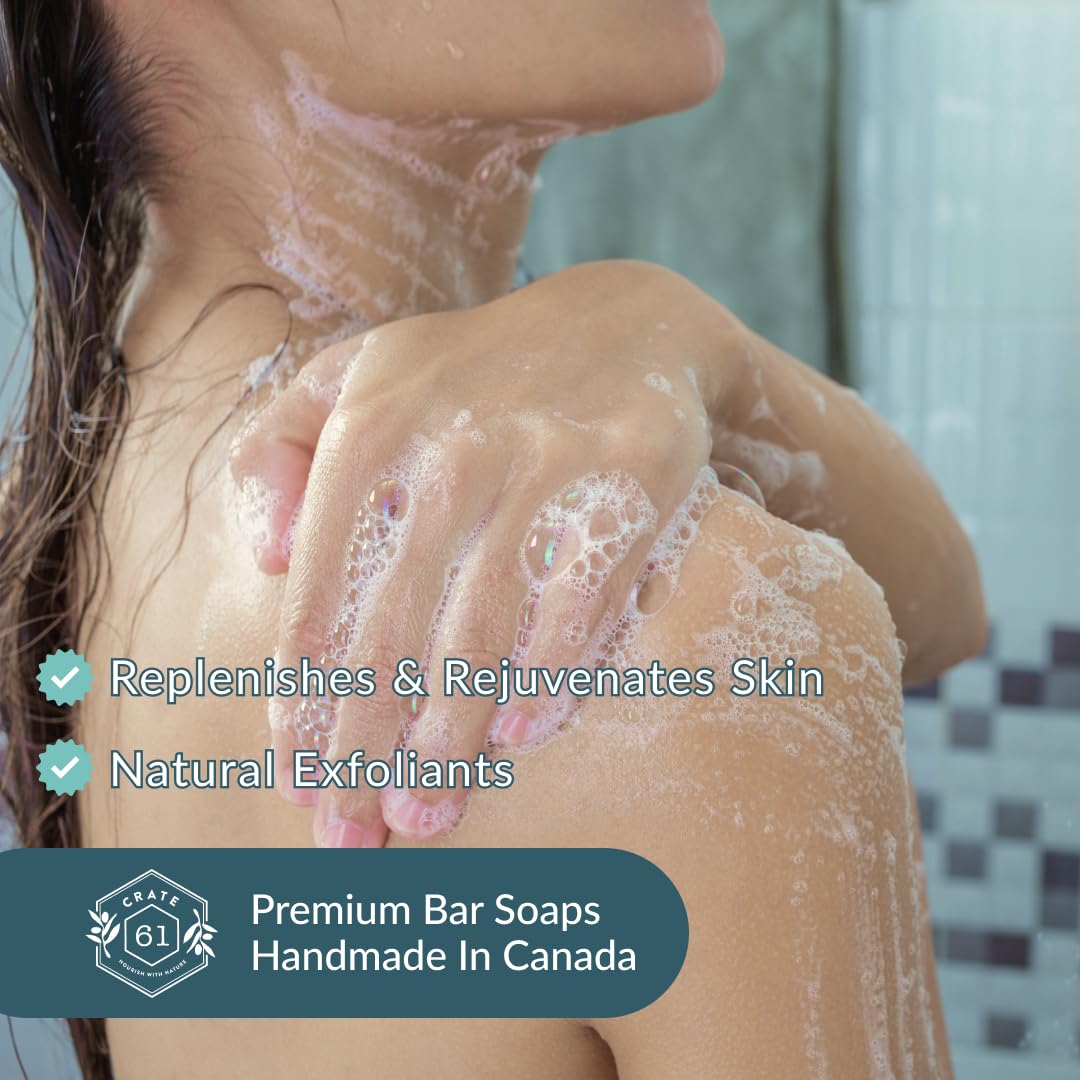 Crate 61 Organics, Handmade in Canada, Plant Based Cold Process Natural Bar Soap For Face And Body, With Premium Essential Oils, For Men And Women 3 Pack (Mango)