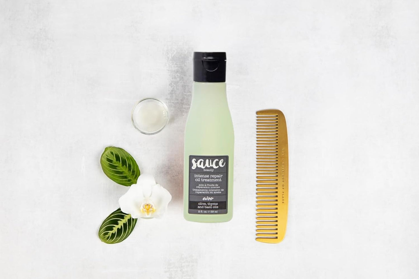 SAUCE BEAUTY Intense Repair Olive Oil Treatment - Hair Oil for Curly Hair w/Olive, Thyme & Basil Oils - 2 Fl Oz Hair Oil for Damaged Hair & Split Ends (EVOO)