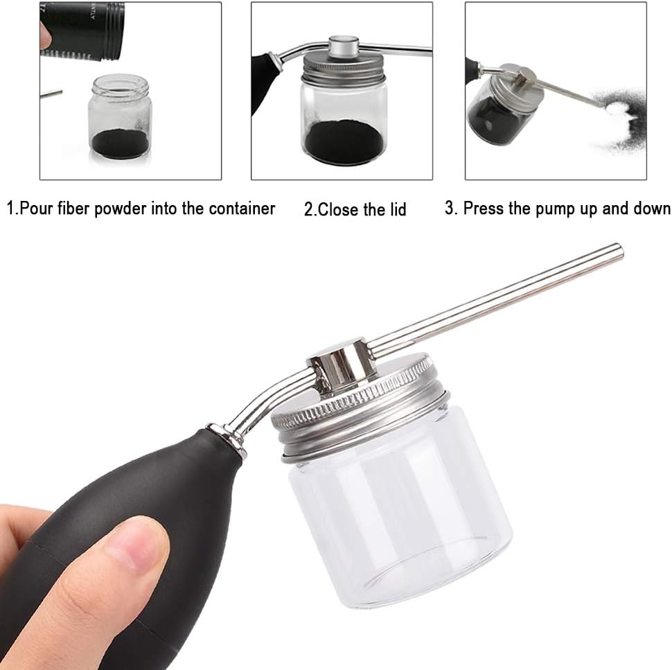 Noverlife Powder Spray Bottles, 12.5G Hairdressing Tools Hair Building Fiber Spraying Bottle, Powder Duster Applicator Nozzle Pump Hair Loss Sprayer Atomizer, Dry Glitter/Mica Spray Pump Dispenser