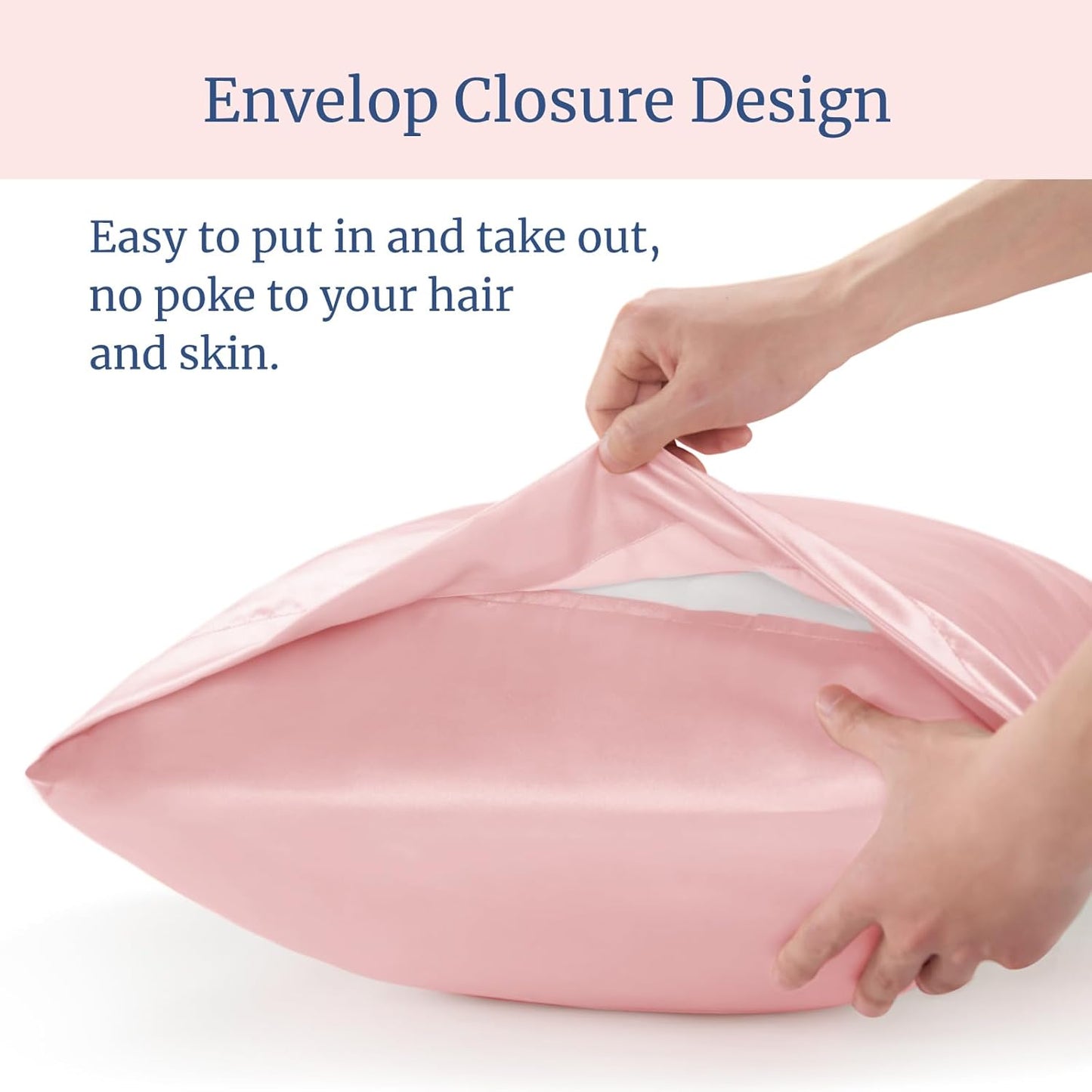 BEDELITE Satin Pillowcase for Hair and Skin, Super Soft and Cooling Similar to Silk Pillow Cases 2 Pack with Envelope Closure, Gift for Women Men(20"x36" King Size, Pink)