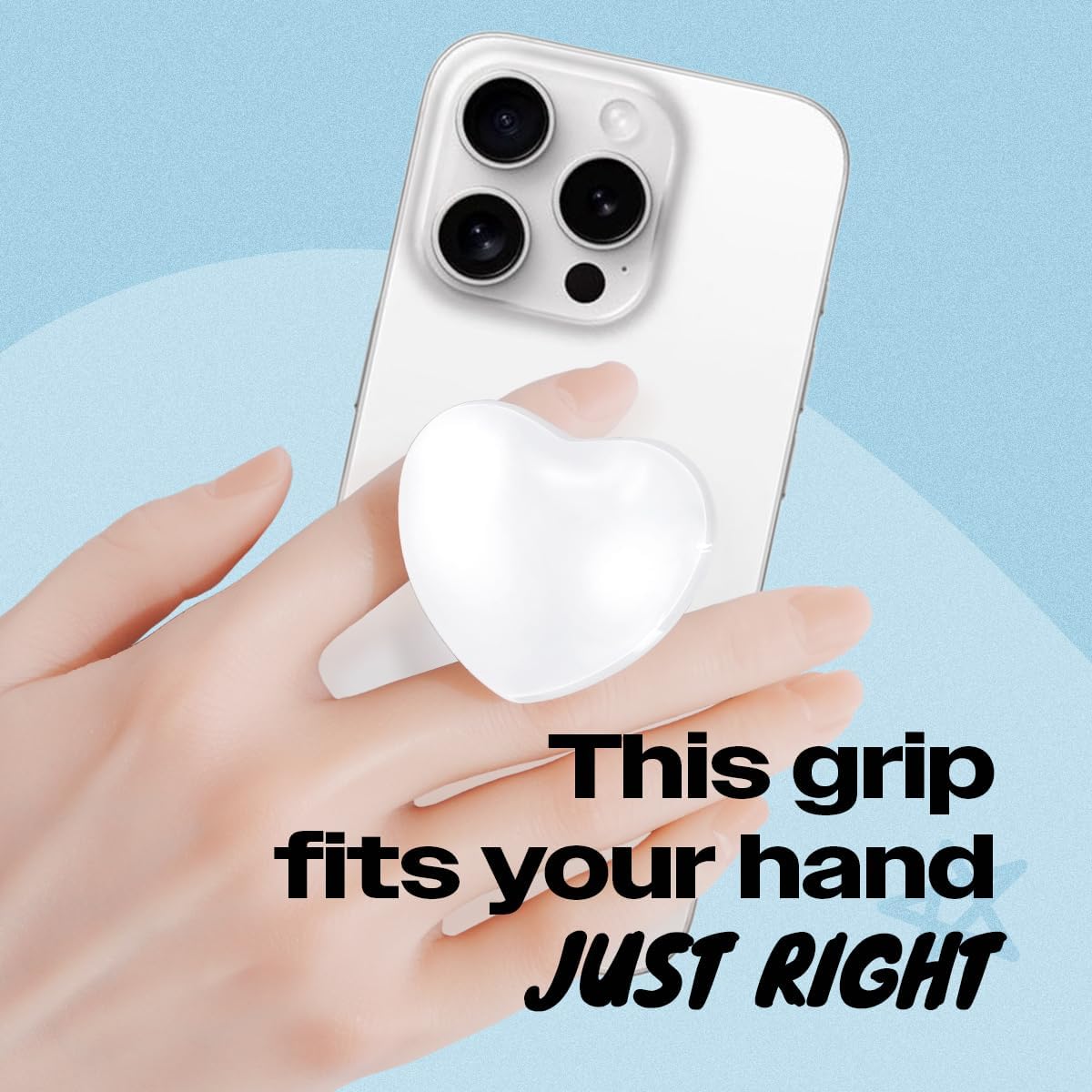 OnTheGrip Cute Glass Heart Design Collapsible Expandible Mobile Phone Grip Stand Holder for Smartphone Tablet Cell Phone Accessory (White)