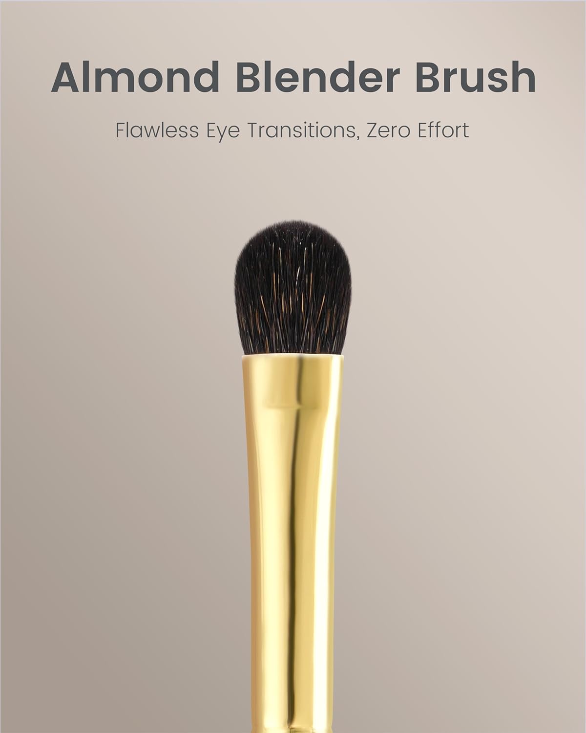 Desert Oak Series Low-Profile Oval Eyeshadow Brush - Gentle Curve for Controlled Blending, Squirrel & Goat Hybrid Bristles (CM 173)