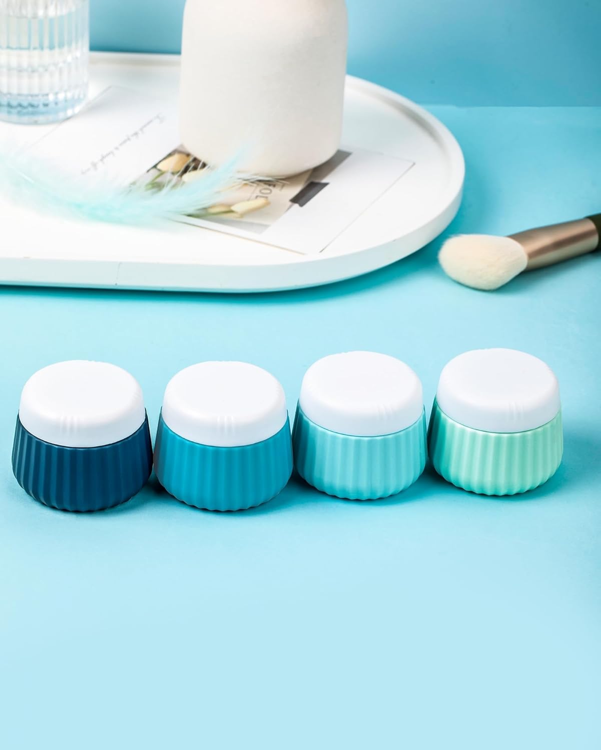 Travel Containers for Toiletries 4 Pack, TSA Approved Travel Size Toiletries, Travel Size Containers, With Clear Bag Leak Proof Silicone Jars, Travel Essentials Creams Jars Carrying Small Items