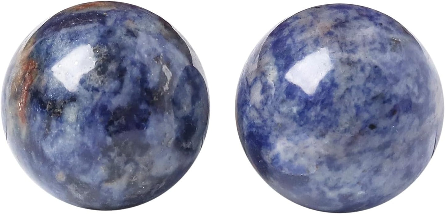 Hand Exercise Balls 30mm for Women - Set of 2 Natural Crystal Stone Spheres - Finger Joint Relief & Stress Relax, Perfect Size for Women's Hands, Sodalite