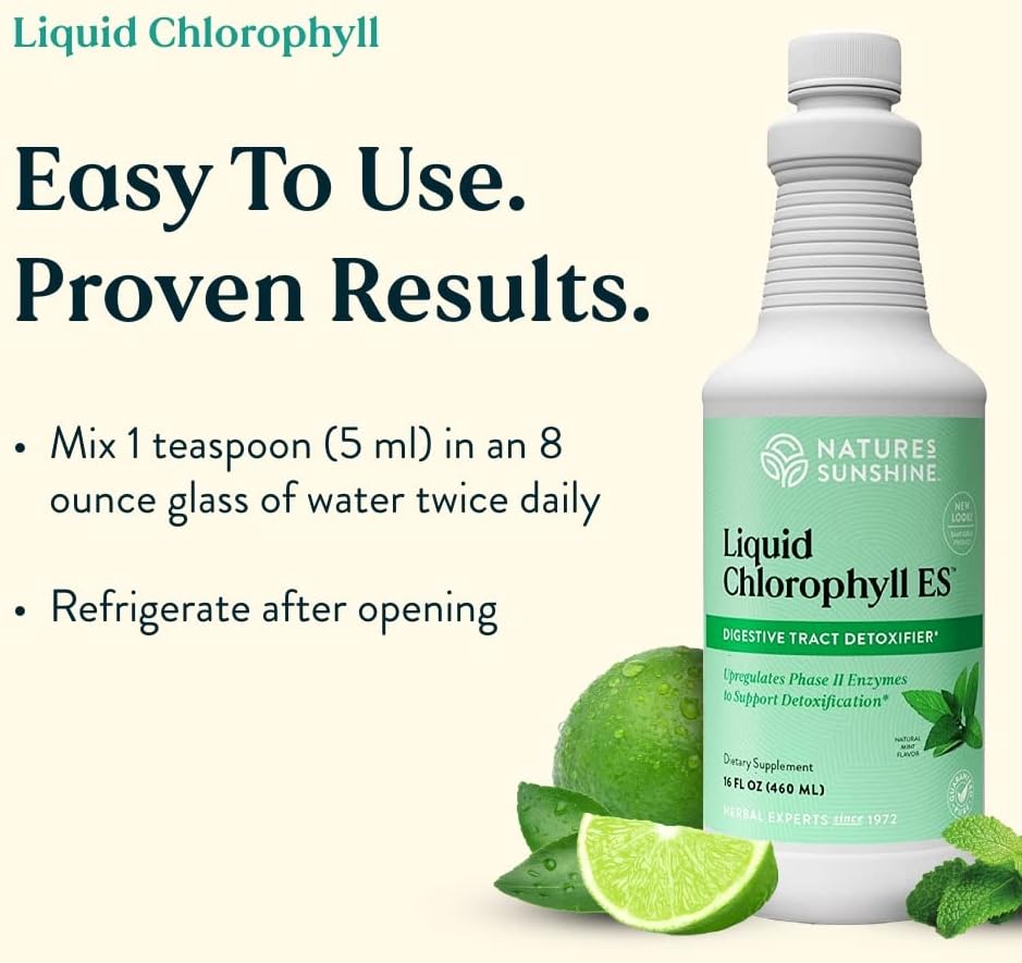 Nature's Sunshine Liquid Chlorophyll - Immunity Support, Detox & Cleanse, Chlorophyll Liquid Drops with Spearmint Oil, Natural Energy Boost, Internal Deodorant - 16 Fl Oz