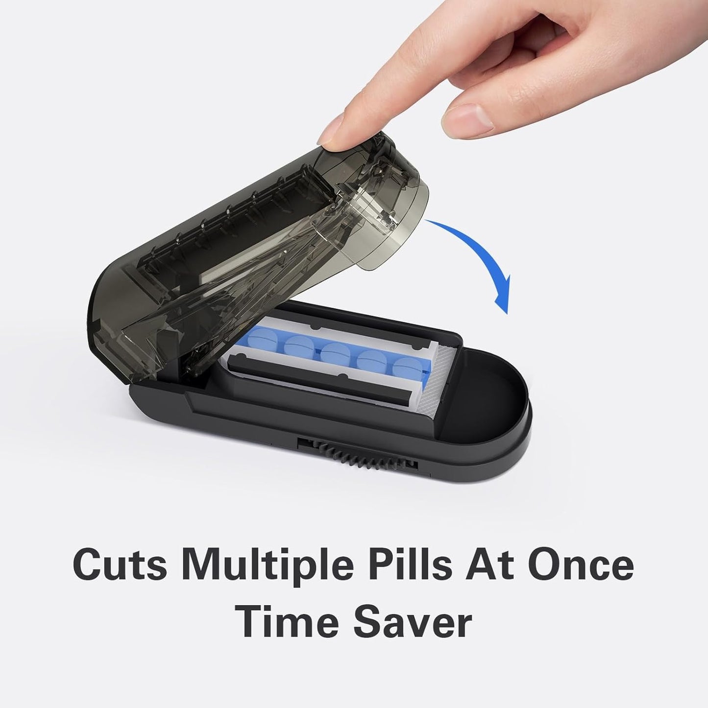 ONE PIX Pill Cutter Splitter for Small and Tiny Pills, Pill Cutter for Cutting Multiple Pills at a Time in Half, Pill Cutter for Small or Large Pills with Hidden Sharp Stainless Steel Blade, Grey