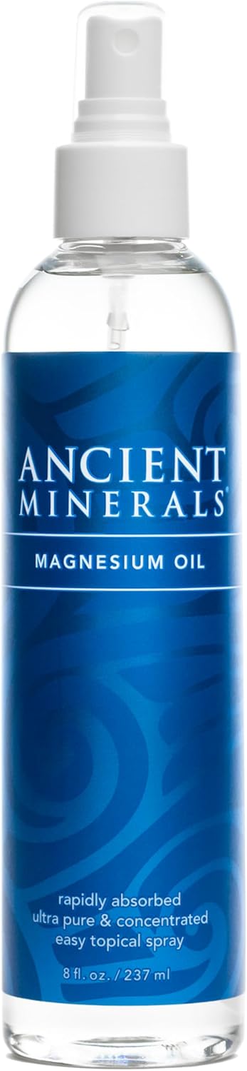 Ancient Minerals Magnesium Oil Spray Bottle of Pure Genuine Zechstein Magnesium Chloride - Topical Magnesium for Skin Application (8oz)