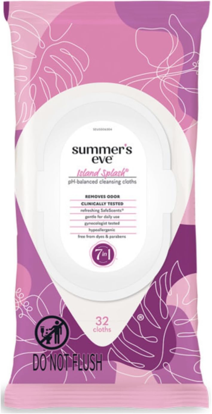 Summer's Eve Cleansing Cloths Soft Pack, Island Splash, 32 Count