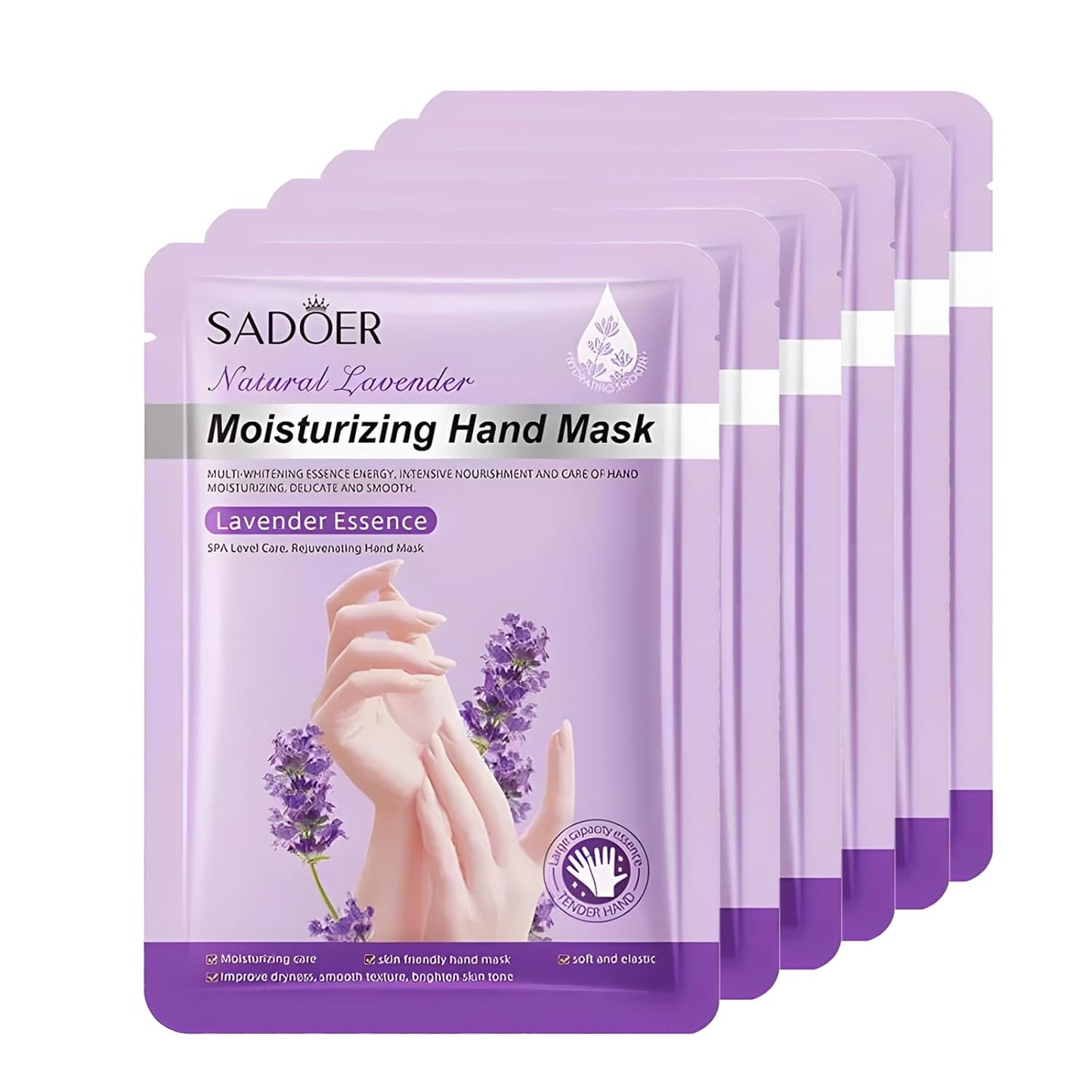 Chicwe 6 Pairs of Hand Masks Moisturizing Glove, Hydrating Hand Masks for Dry Peeling Hands, Exfoliating Collagen Gloves for Smooth Hands (Lavender)