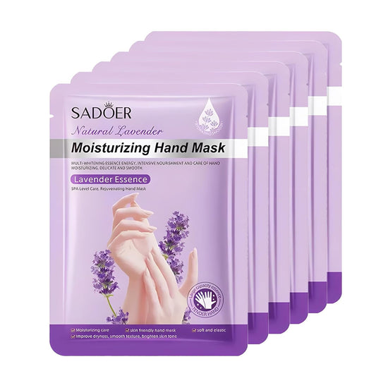 Chicwe 6 Pairs of Hand Masks Moisturizing Glove, Hydrating Hand Masks for Dry Peeling Hands, Exfoliating Collagen Gloves for Smooth Hands (Lavender)