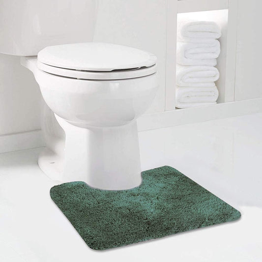 Walensee Contour Rug (20x24, Hunter Green) Non Slip Bath Mat, Soft Microfiber Shaggy Mat, Machine Washable U Shape Toilet Rug