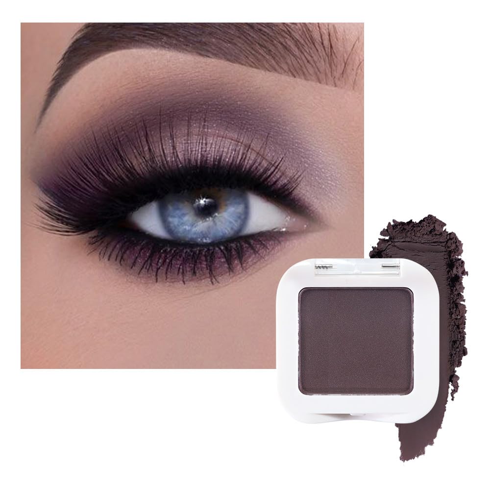 evpct Matte Eggplant Purple Eyeshadow Palette Makeup for Older Women Brown Eyes, Deep Dark Mauve Plum Purple Cream Eye Shadow Palette Single for Older Women Matte, Monochrome Long Lasting Eyeshadow