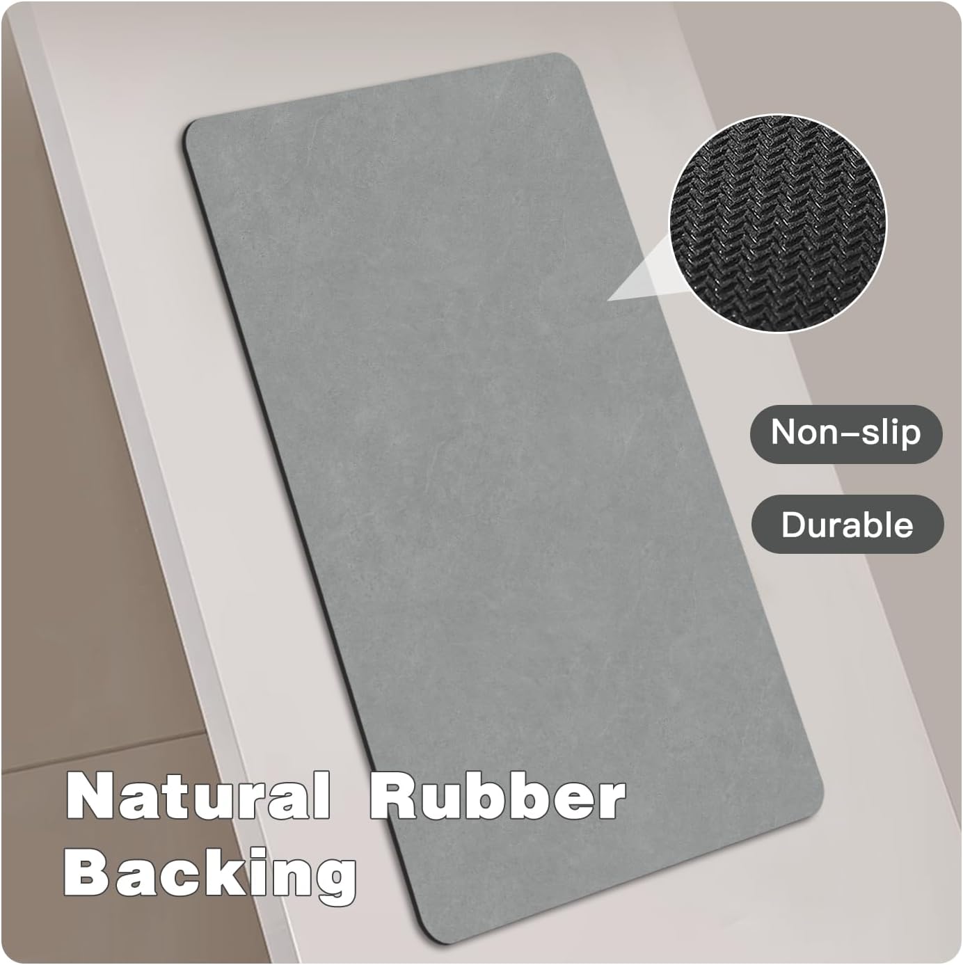 Toilet Rug, Thin Toilet Rugs U Shaped Washable Non Slip Absorbent Quick Dry Low Pile Toilet Mat, 20"x24" U Shape Light Grey