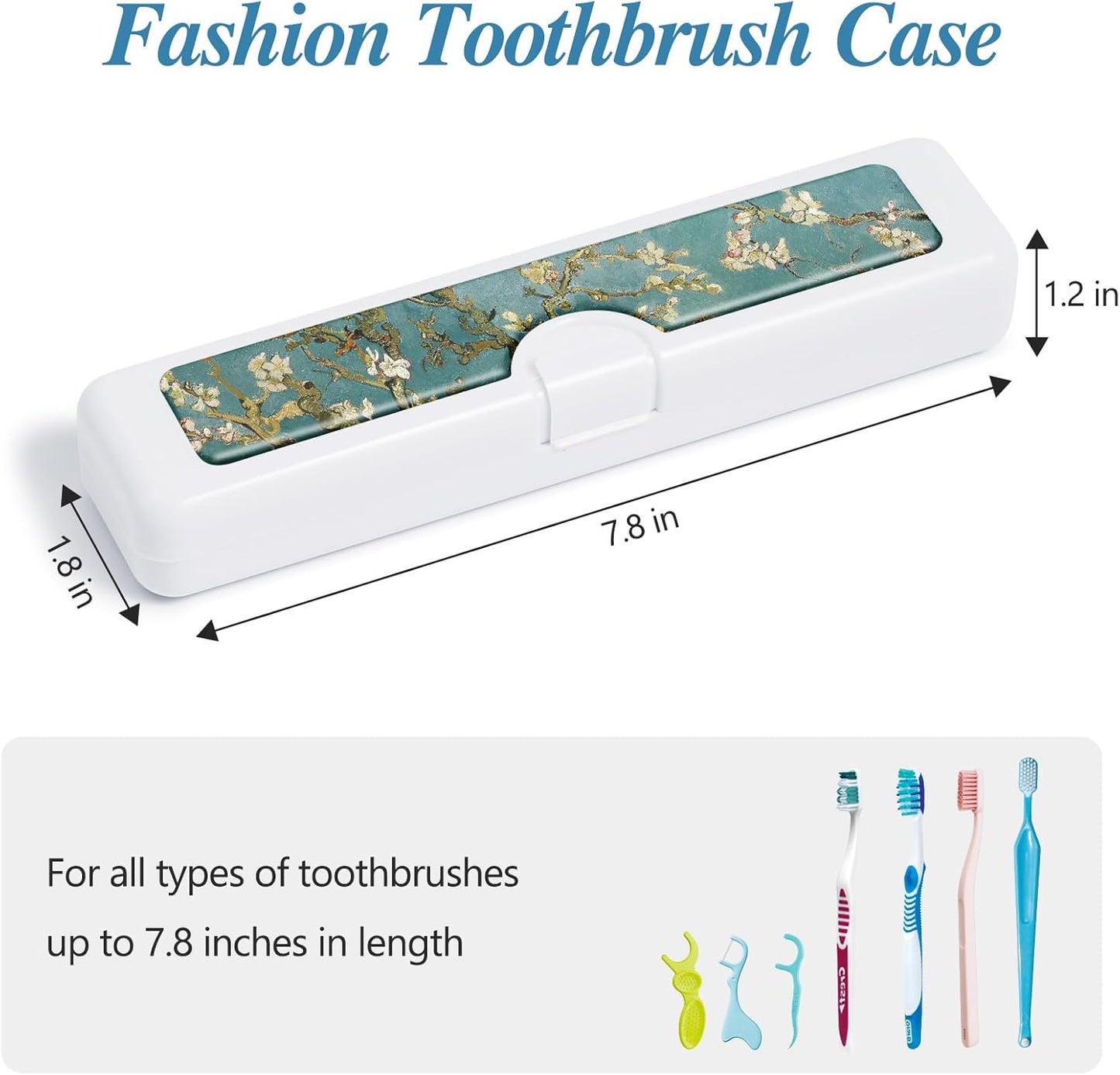 Toothbrush Travel Case - Colorful Pattern, Holder and Covers for Toothbrushes, Includes Tongue Scraper Case