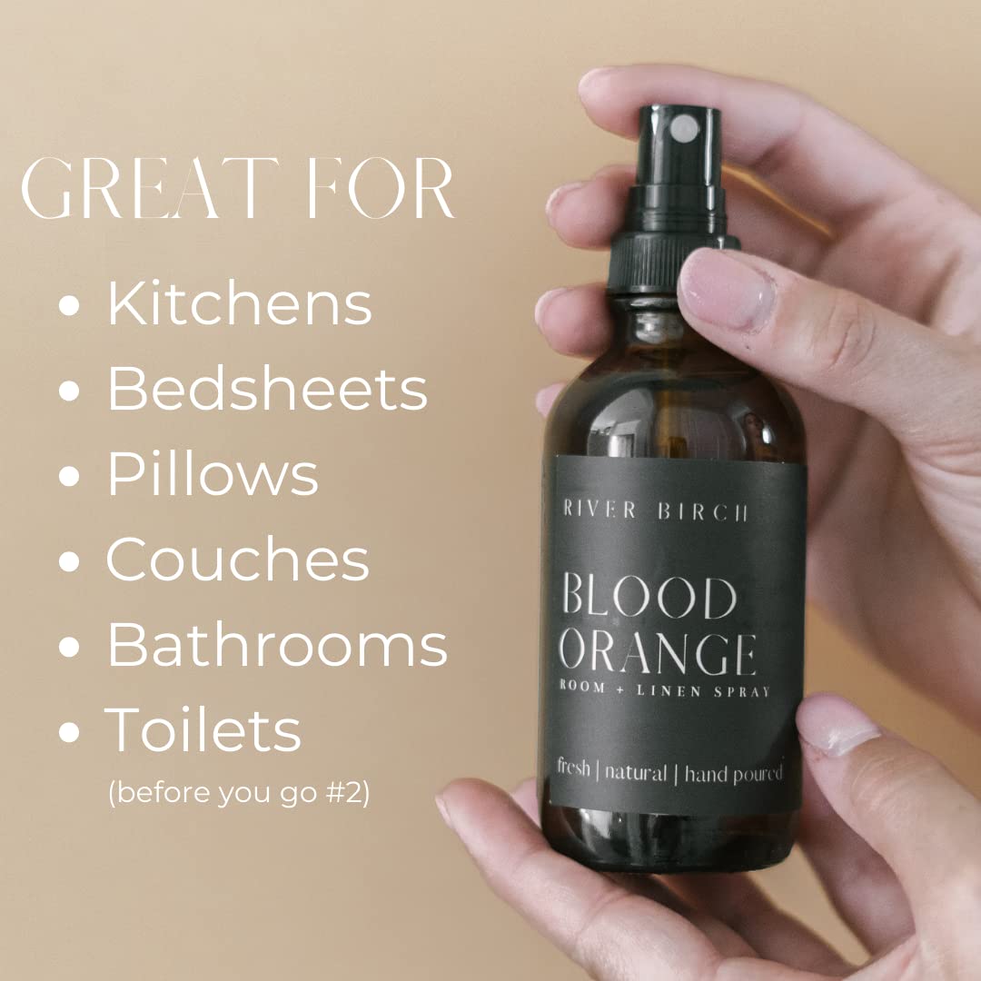 River Birch Blood Orange Linen and Room Spray | Home Fragrance | 4 oz Glass Amber Bottle | Luxury Signature Scent | Handmade in Texas