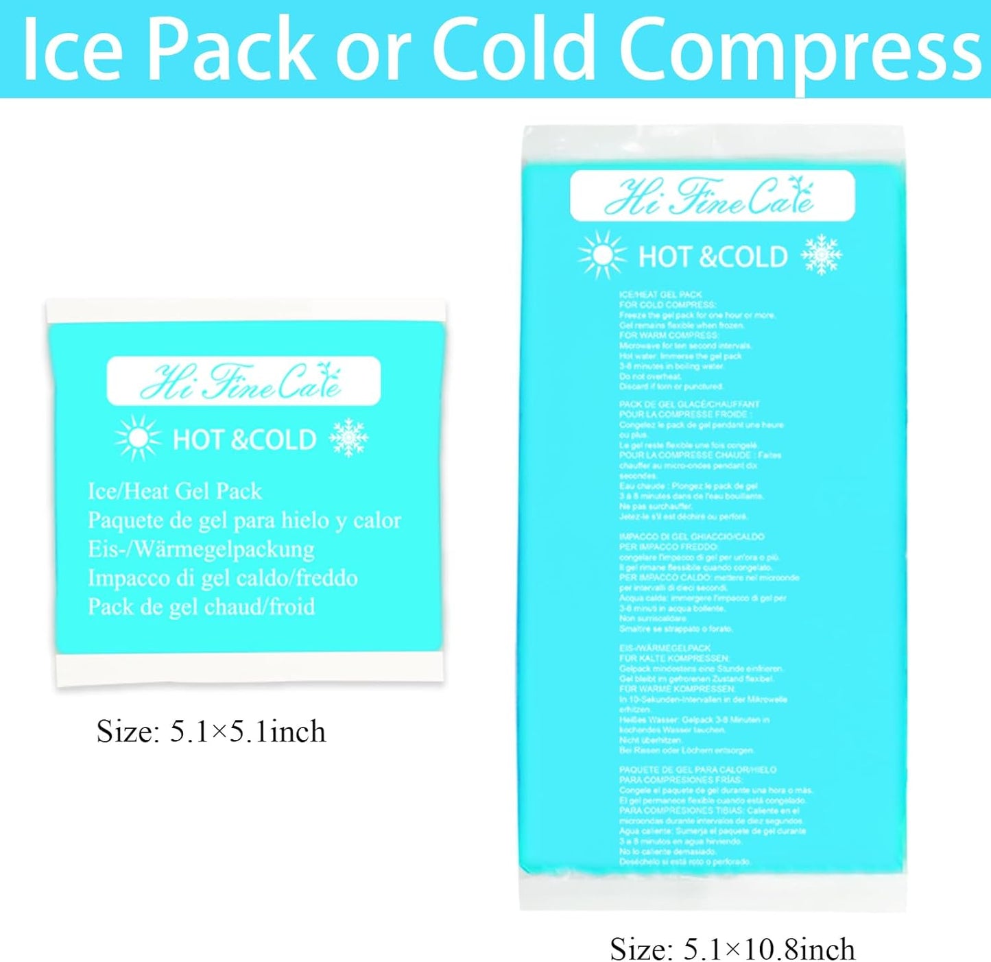 Gel Ice Packs, Cold Packs for Injury Recovery, Cold Compress for Pain Relief, Hot Cold Pack Relieves Inflammation, Arthritis for Headache, Ankle, Neck (Teal (4 Pack), 5×5 inch (13×13cm))