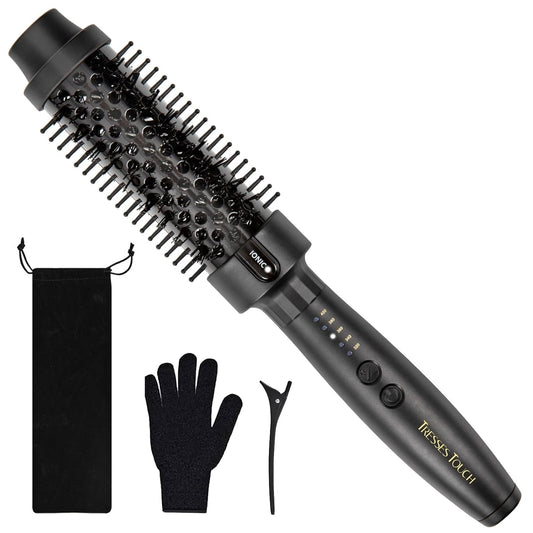 Thermal Brush 1.5 Inch, Heated Round Brush for Blowout Look, Negative Ion, 5 Temp Settings, Tourmaline Ceramic, Dual Voltage for Travel, Easy to Use, Less Damage, Makes Hair Shinier & Smoother