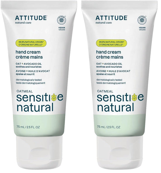 ATTITUDE Hand Cream, EWG Verified, Plant and Mineral-Based Ingredients, Vegan & Cruelty-free Beauty Products for Sensitive Skin, Nourishing, Avocado Oil, 2.5 Fl Oz (Pack of 2)