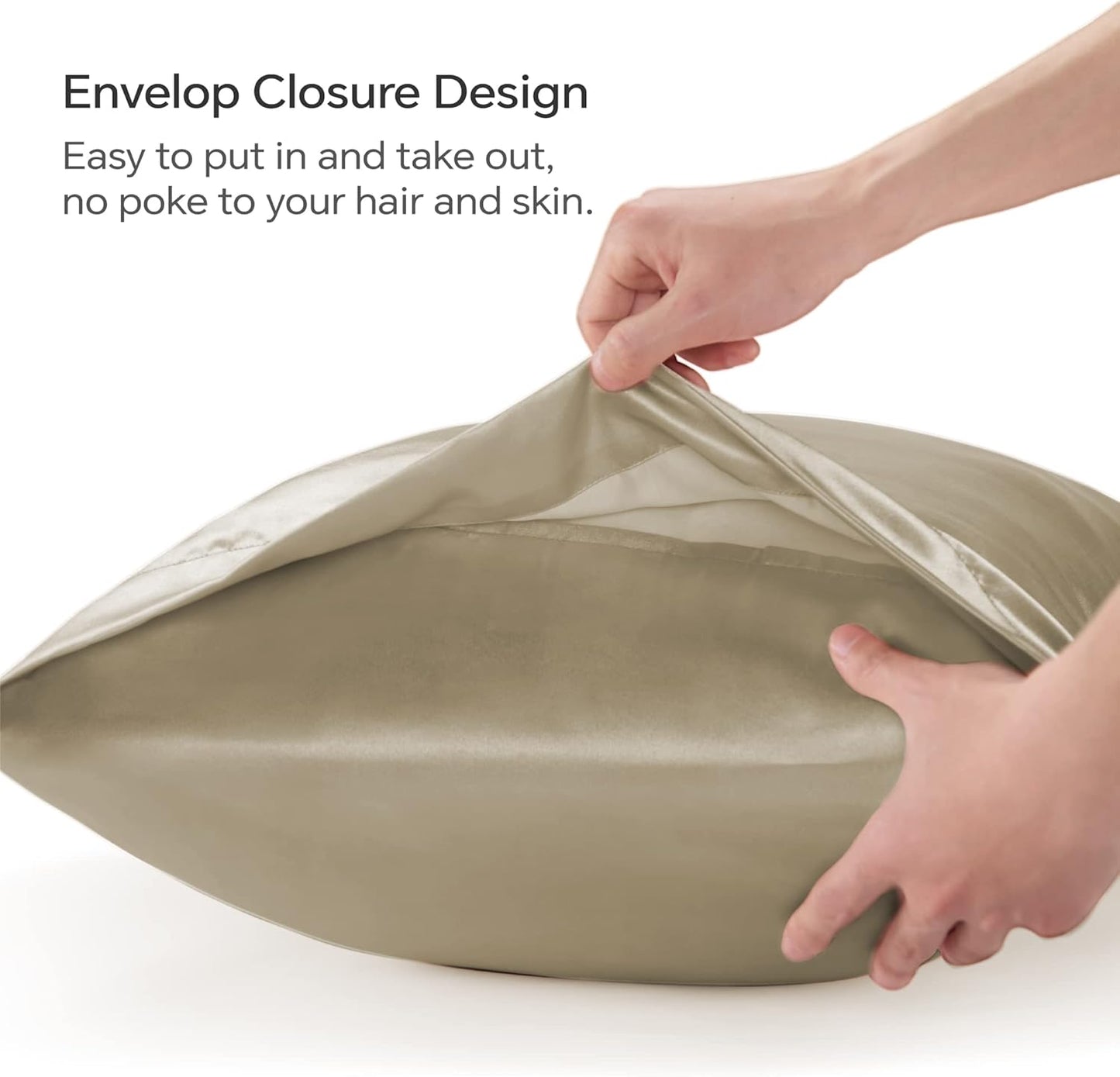 BEDELITE Satin Body Pillow Cover, Super Soft and Cooling Body Pillow Pillowcase for Hair and Skin, Breathable Silky Full Long Pillowcase Cover(20"x54", Taupe)