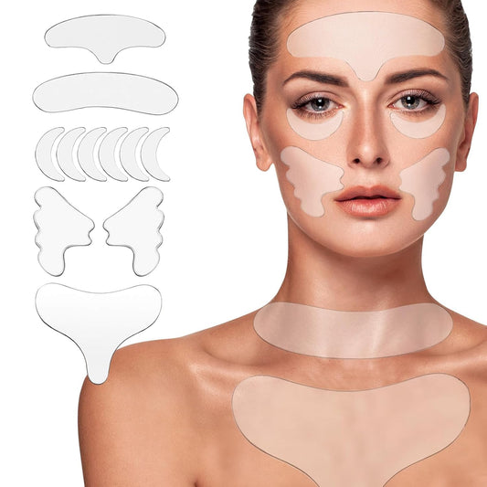 Forehead & Neck Wrinkle Patches, Reusable Silicone Face Patches for Wrinkles, Anti Wrinkle Patches to Reduce Facial Wrinkles, Frown, Chest & Fine Lines, Overnight Wrinkle Pad for Women, 11 Pcs