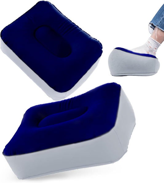 Inflatable Foot Rest Pillow - Portable, Non-Slip Base for Desk, Office Chair, Travel & Bed - Ergonomic Foot Support & Comfort (Spliced Color)