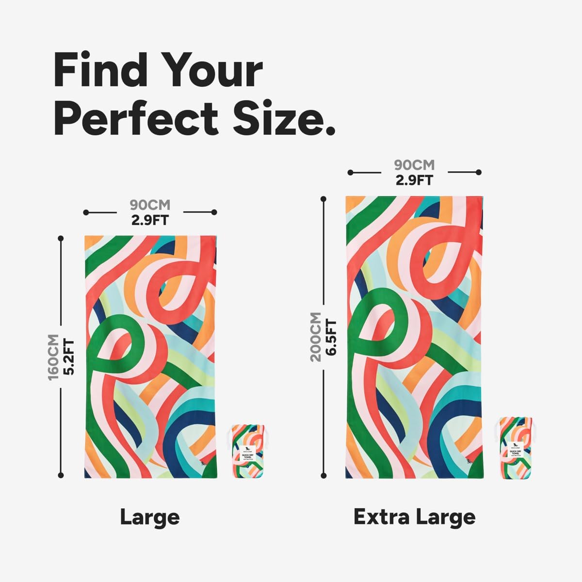 Dock & Bay Beach Towel - Quick Dry, Sand Free - Compact, Lightweight - 100% Recycled - Includes Bag - Fruit Loops - Large (160x90cm, 63x35)