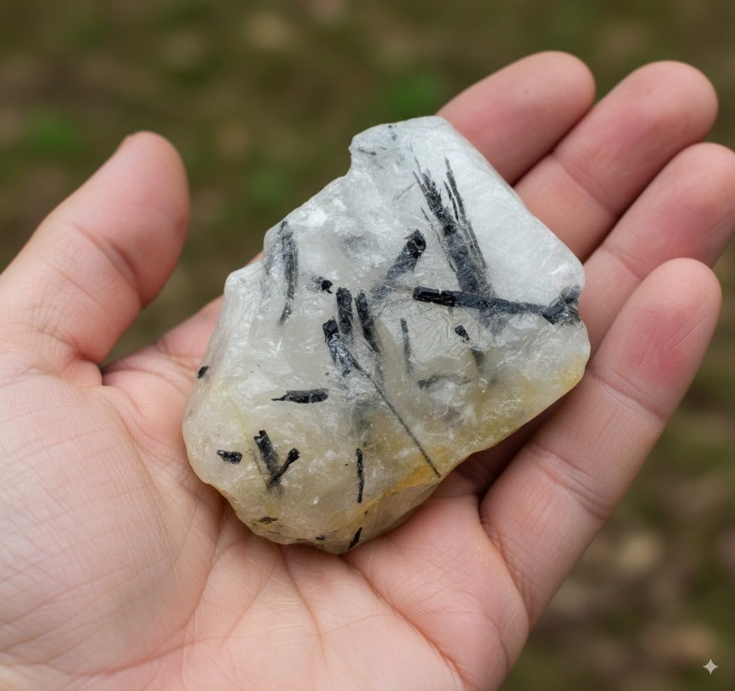 Large 1.25-2.0”Rutile Quartz Raw Crystal Stone | Natural Healing Gemstone with Golden Rutile Inclusions | Reiki, Chakra Balancing, Meditation & Energy Amplification | Raw Mineral Specimen